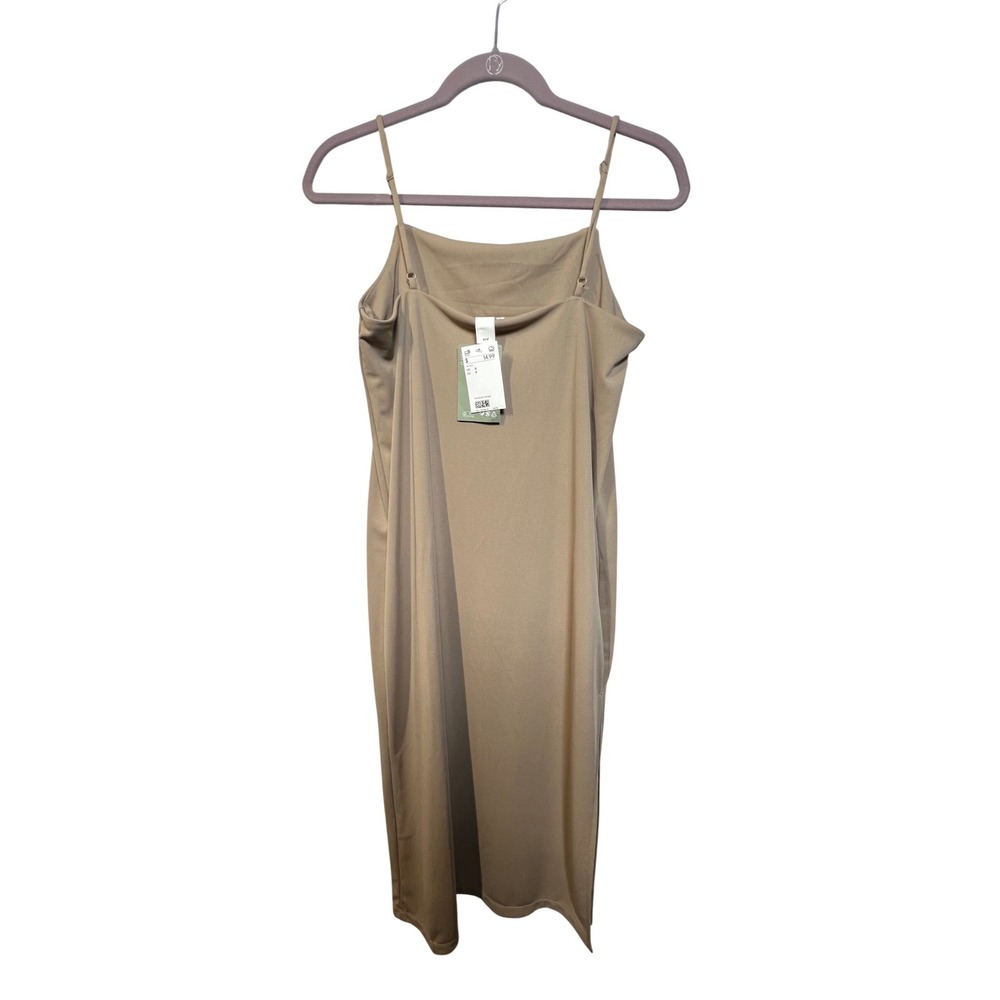 HM Conscious Choice Beige Tan Recycled Polyester Midi Slip Dress Womens Small